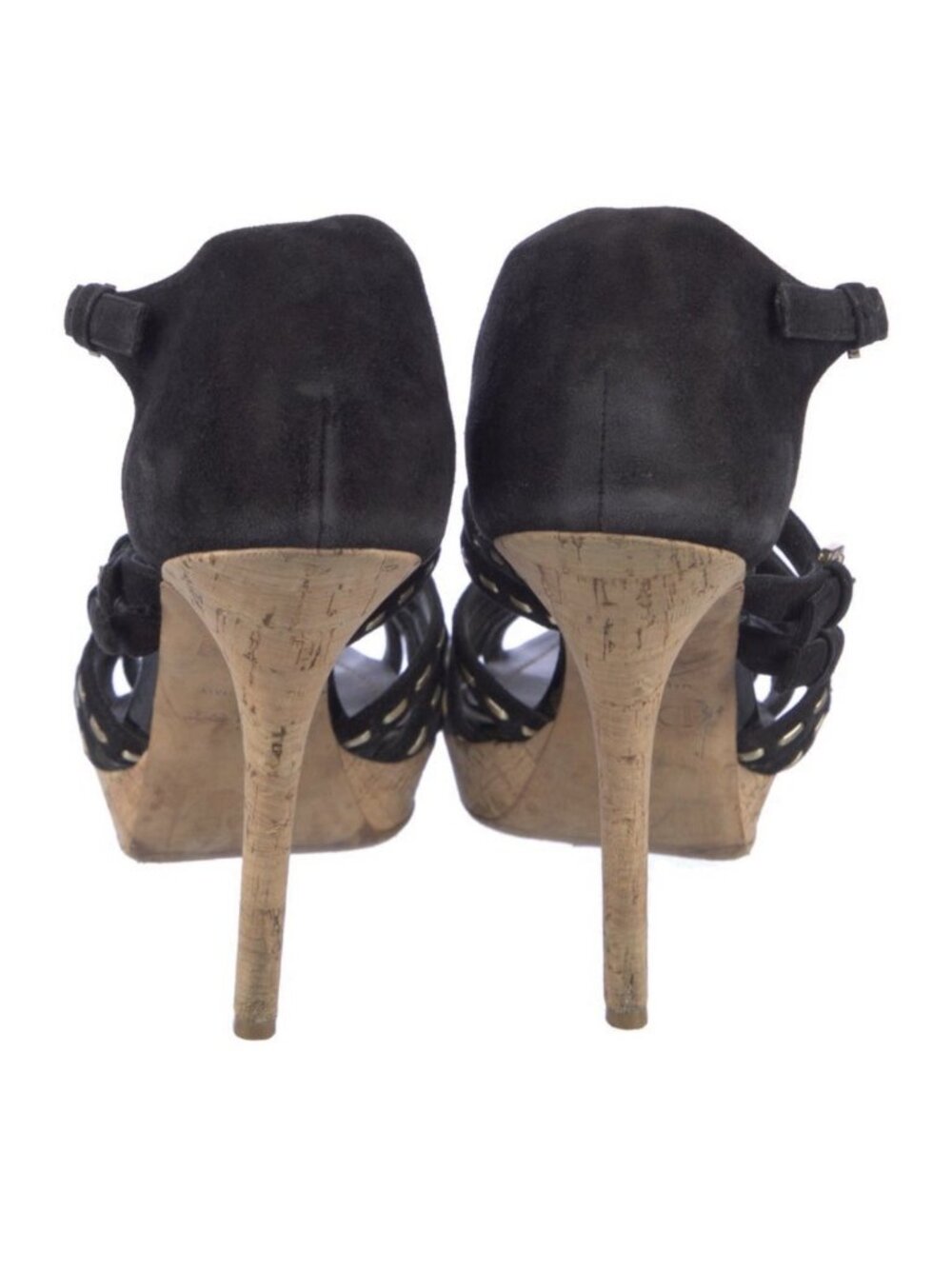 Christian Dior Black Gold Suede Leather High Heel Sandals 10 - Picture 4 of 7